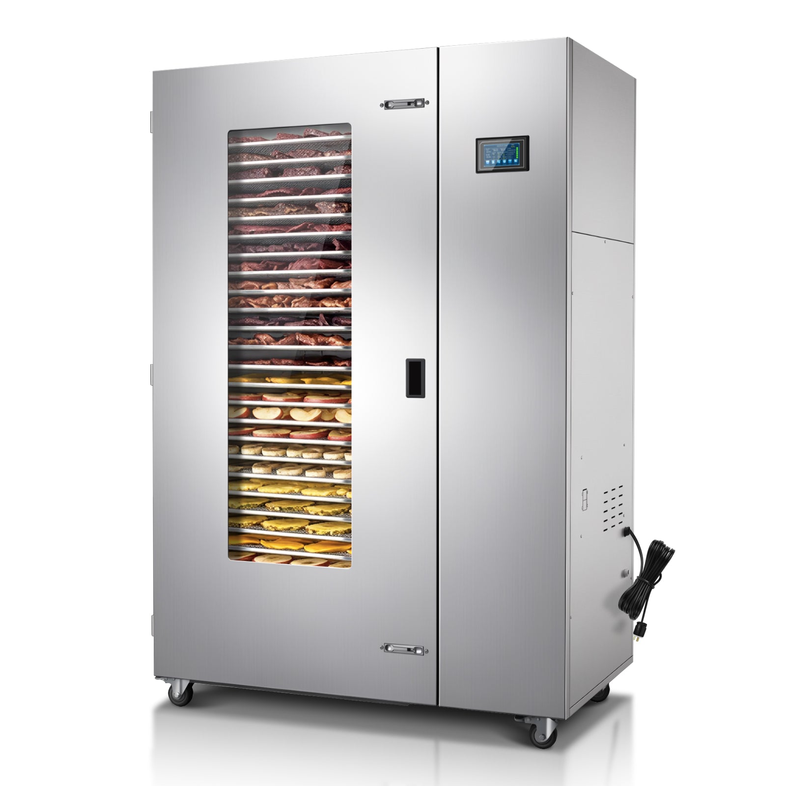 220V Industrial Heat Pump Food-Dehydrator Machine 60℉-158℉ Stainless Steel 24 Trays 50Hz Commercial Food Dryer 75% Energy Saving 125ft² Large Capcity Drying for Fruit,Beef Jerky Maker (46.5×27×69.8)