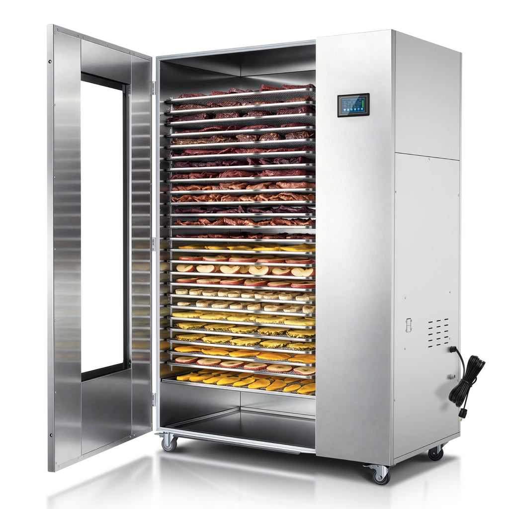 220V Industrial Heat Pump Food-Dehydrator Machine 60℉-158℉ Stainless Steel 24 Trays 50Hz Commercial Food Dryer 75% Energy Saving 125ft² Large Capcity Drying for Fruit,Beef Jerky Maker (46.5×27×69.8)