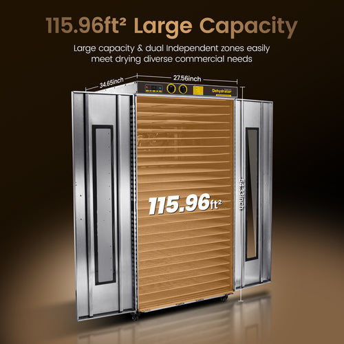 220V & 115.96ft² Large Capacity Commercial Food-Dehydrator Machine 24 Trays,5850W 50Hz No Plug Industrial Dehydrator Single-Phase Factory Use,Commercial Food-Dryer Machine with Food Processing Plants