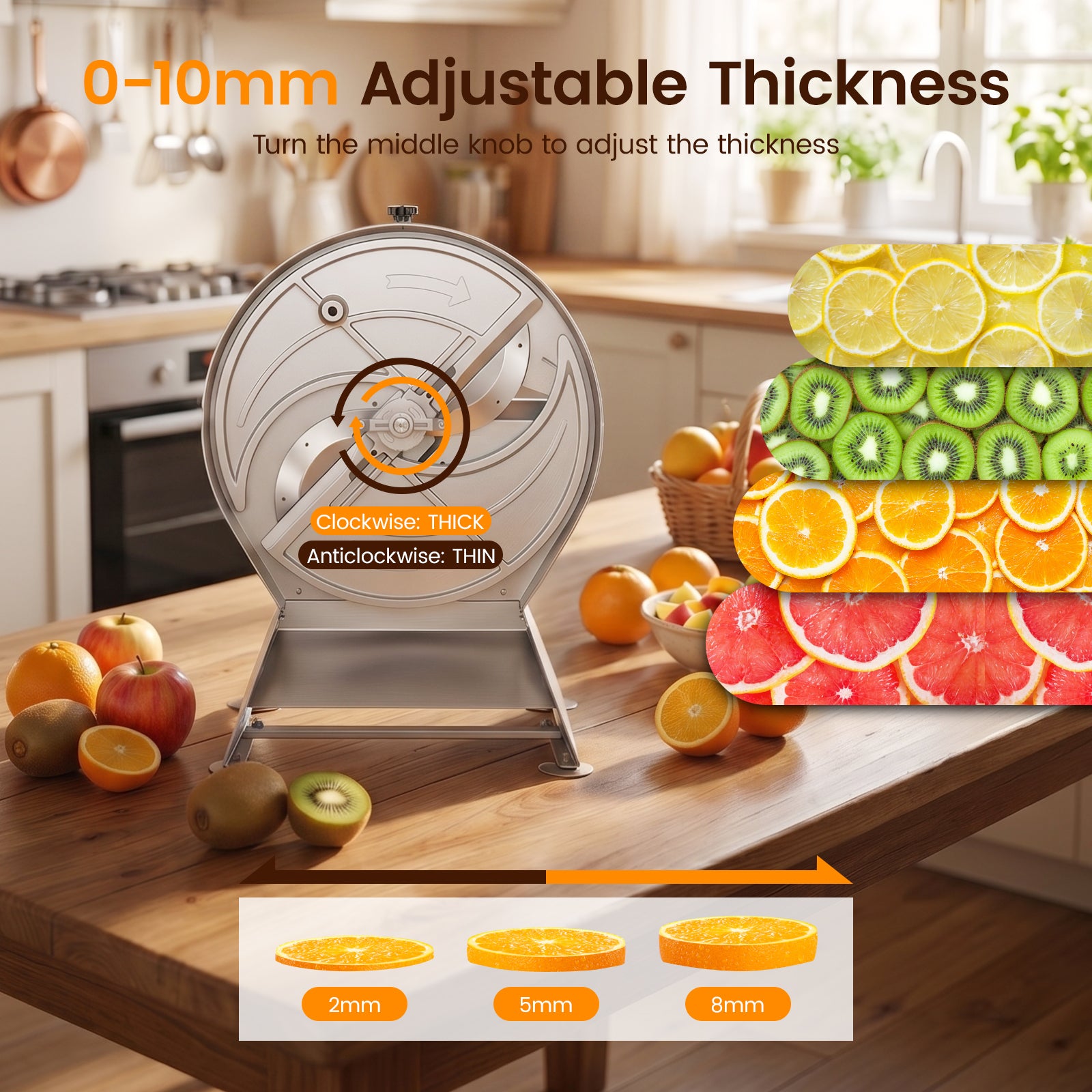 Commercial Electric Vegetable Slicer,Stainless Steel Fruit Slicer Machine Large Feed Chute,Food Slicing Electric Machine 0.04-0.4inch Thickness Adjustable For Cabbage, Potatoes, Tomatoes