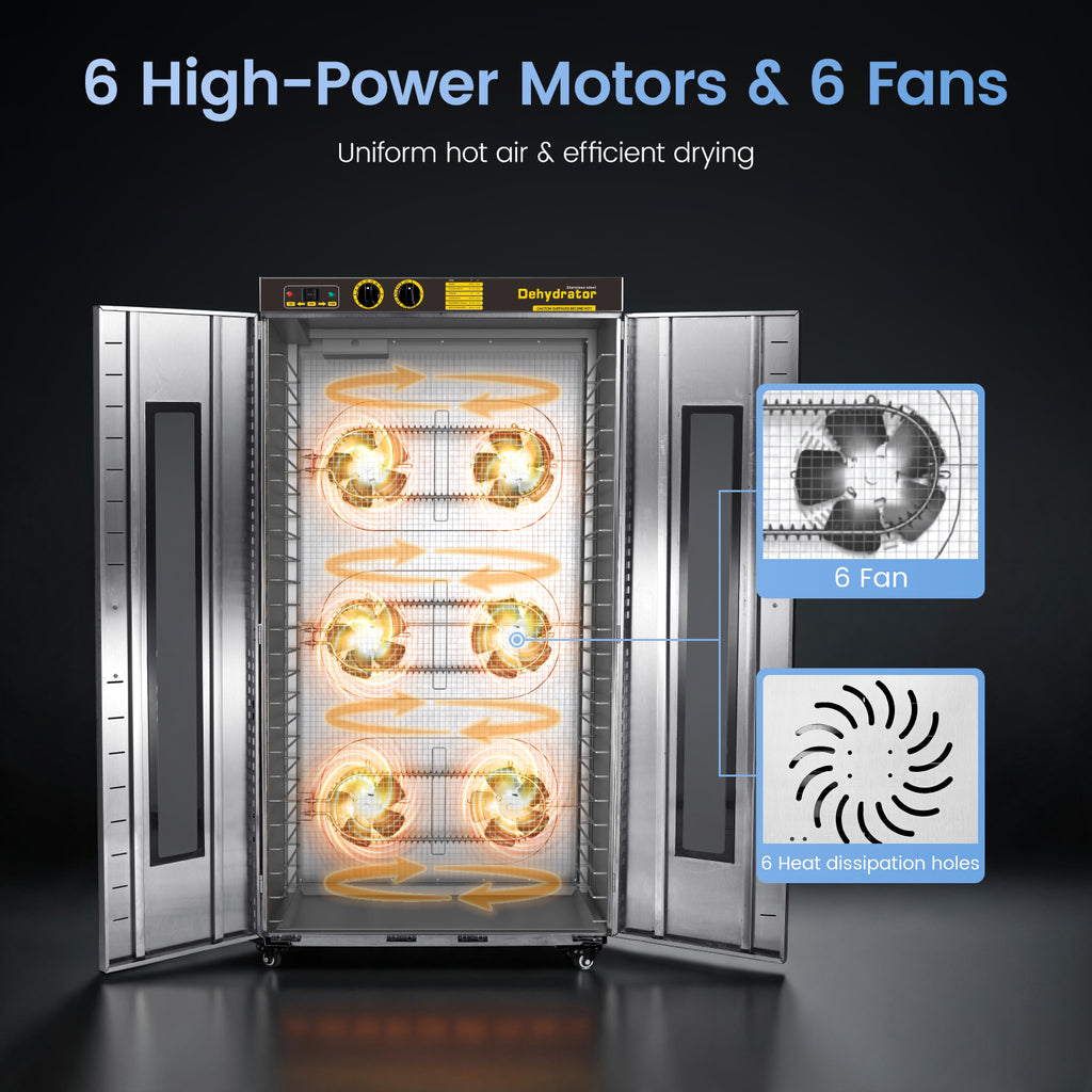 220V & 115.96ft² Large Capacity Commercial Food-Dehydrator Machine 24 Trays,5850W 50Hz No Plug Industrial Dehydrator Single-Phase Factory Use,Commercial Food-Dryer Machine with Food Processing Plants