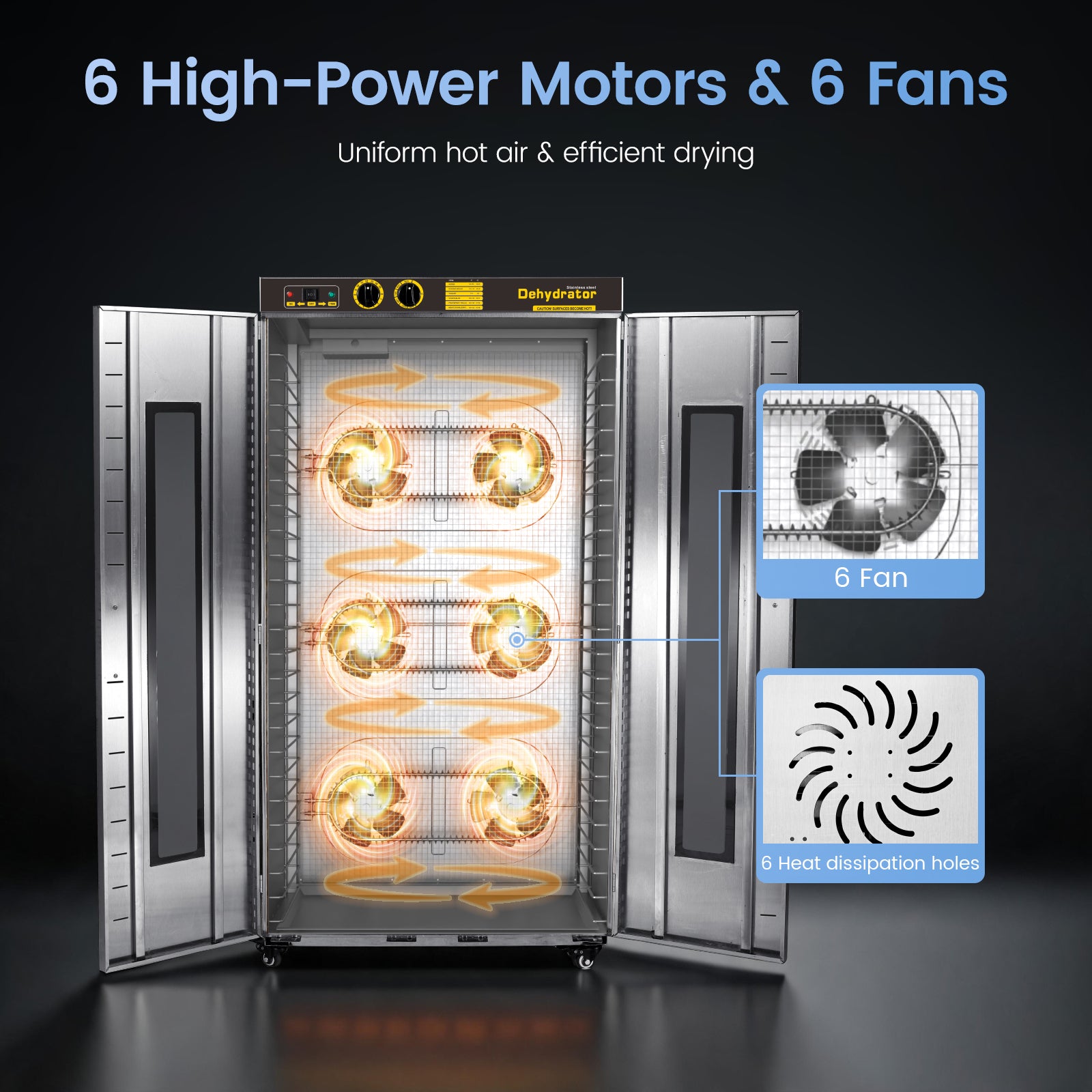 220V & 115.96ft² Large Capacity Commercial Food-Dehydrator Machine 24 Trays,5850W 50Hz No Plug Industrial Dehydrator Single-Phase Factory Use,Commercial Food-Dryer Machine with Food Processing Plants