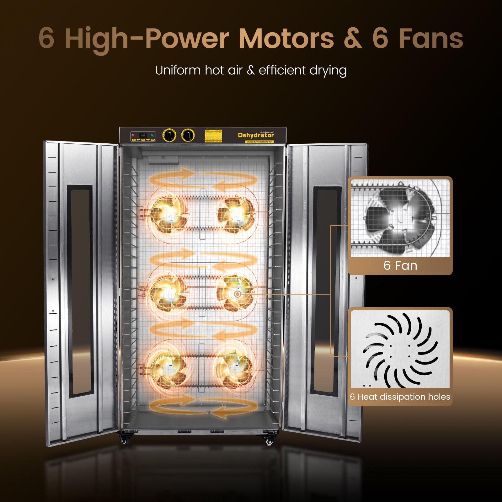 220V & 115.96ft² Large Capacity Commercial Food-Dehydrator Machine 24 Trays,5850W 50Hz No Plug Industrial Dehydrator Single-Phase Factory Use,Commercial Food-Dryer Machine with Food Processing Plants