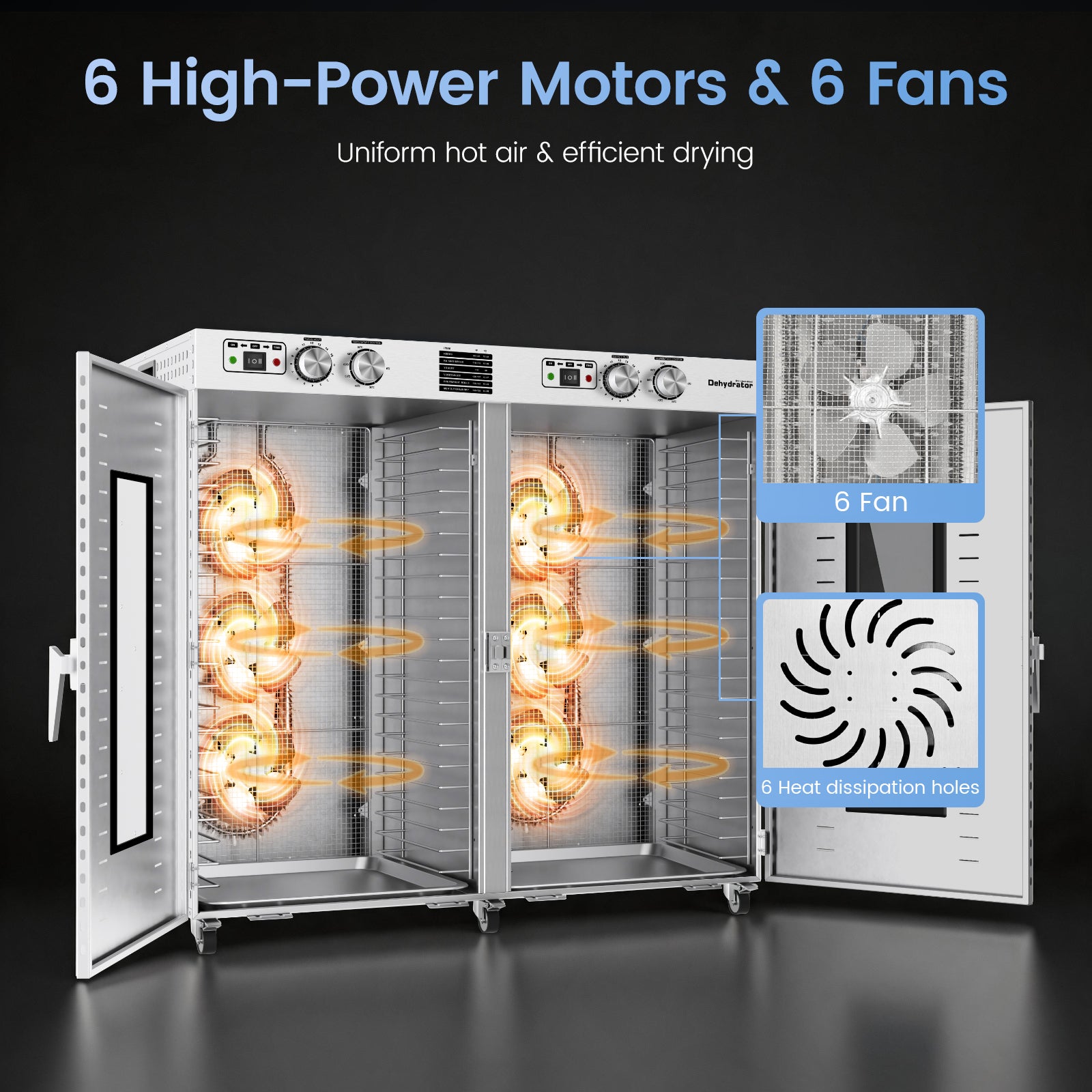 220V Commercial Food-Dehydrator Machine 44 Trays,75ft² Large Commercial Food-Dryer Stainless Steel,50Hz Industrial Dehydrator Dryer machine with 194°F & 15H for Hotel Restaurant Farms