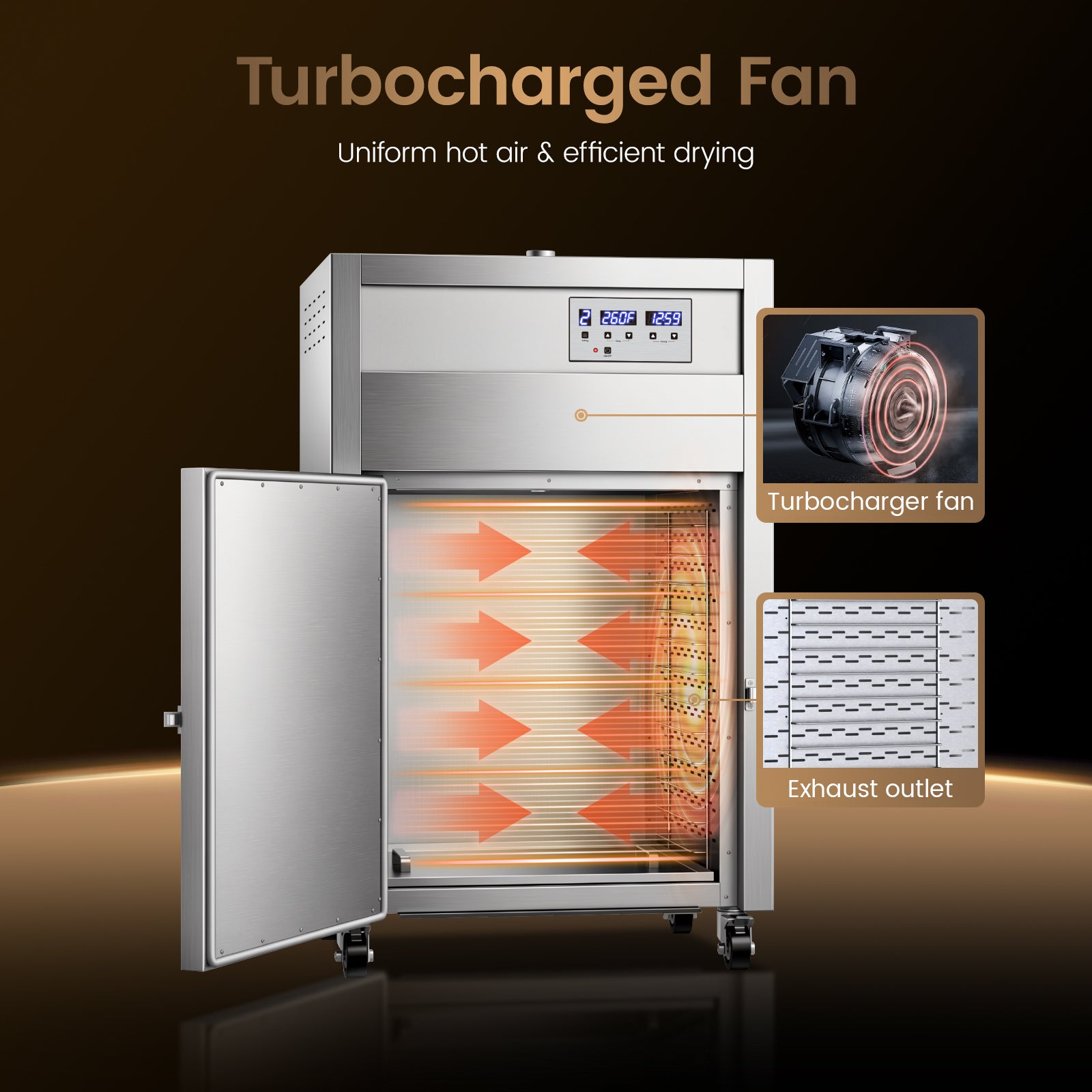 220V High Temp Food Dehydrator Machine 305℉,50Hz Commercial Dehydrator Machine with 9 Programmable Stages,12 Trays Industrial Food Dryer for Beef Jerky Maker 39ft² Large Dryer for Meat,Fruit (29×26×46