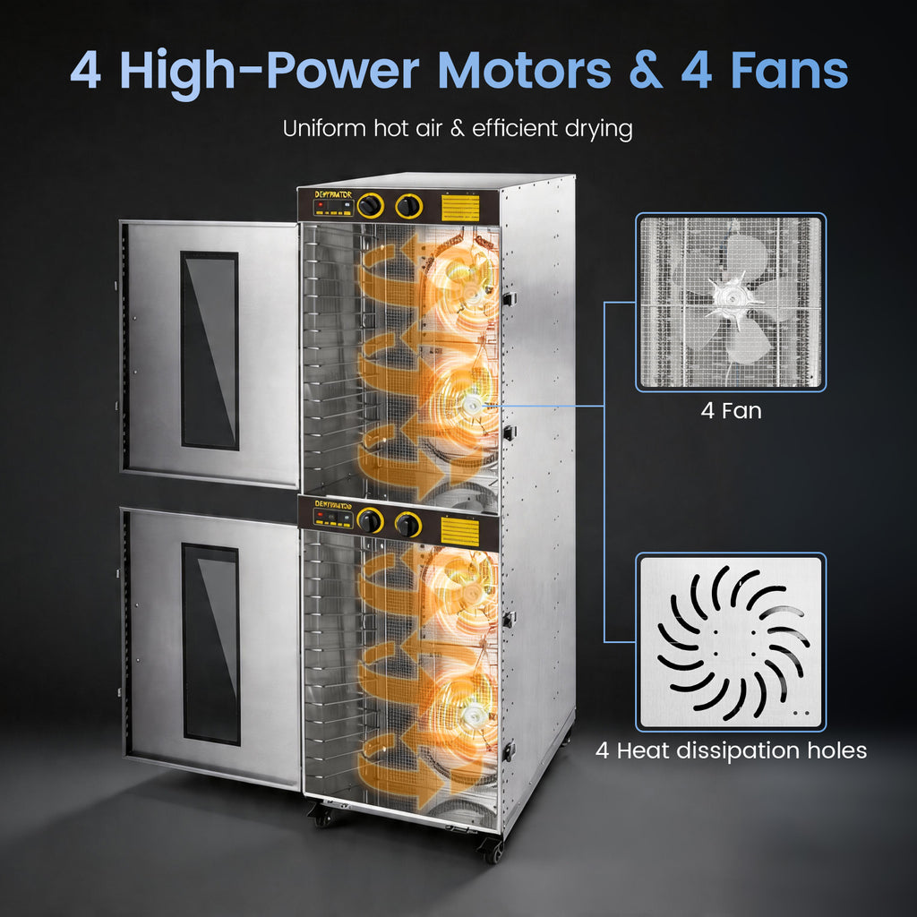 220V Commercial Food-Dehydrator Machine 32 Trays, 54ft² Large Commercial-Dehydrator,15H & 194℉ Timer Stainless Steel 50Hz Industrial Food-Dryer Machine Powerful Dryer for Food Processing,Restaurant