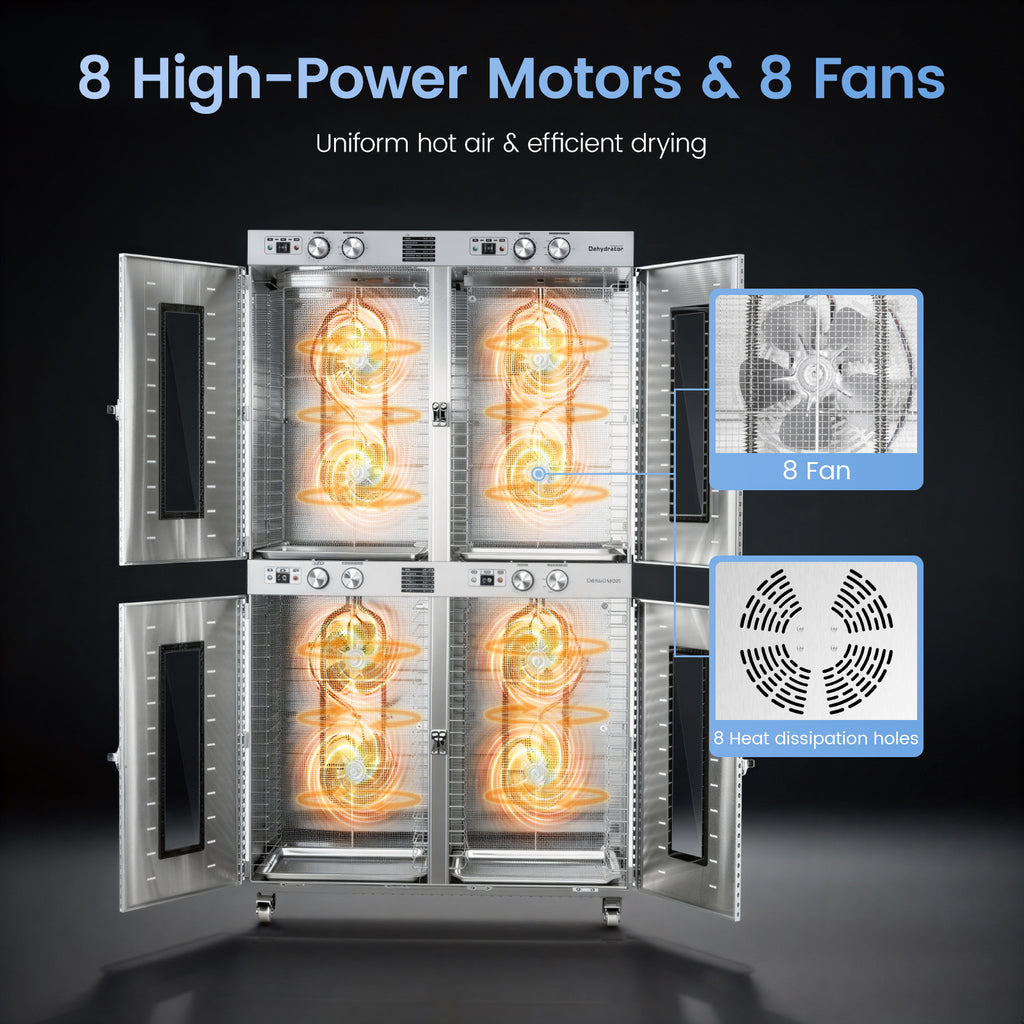 220V Commercial Food-Dehydrator Machine 88 Trays,150ft² Large Capacity Food-Dryer Machine with 15H & 194°F,7400W & 50Hz No Plug Industrial Commercial-Dehydrator Single-Phase for Food Processing Plant