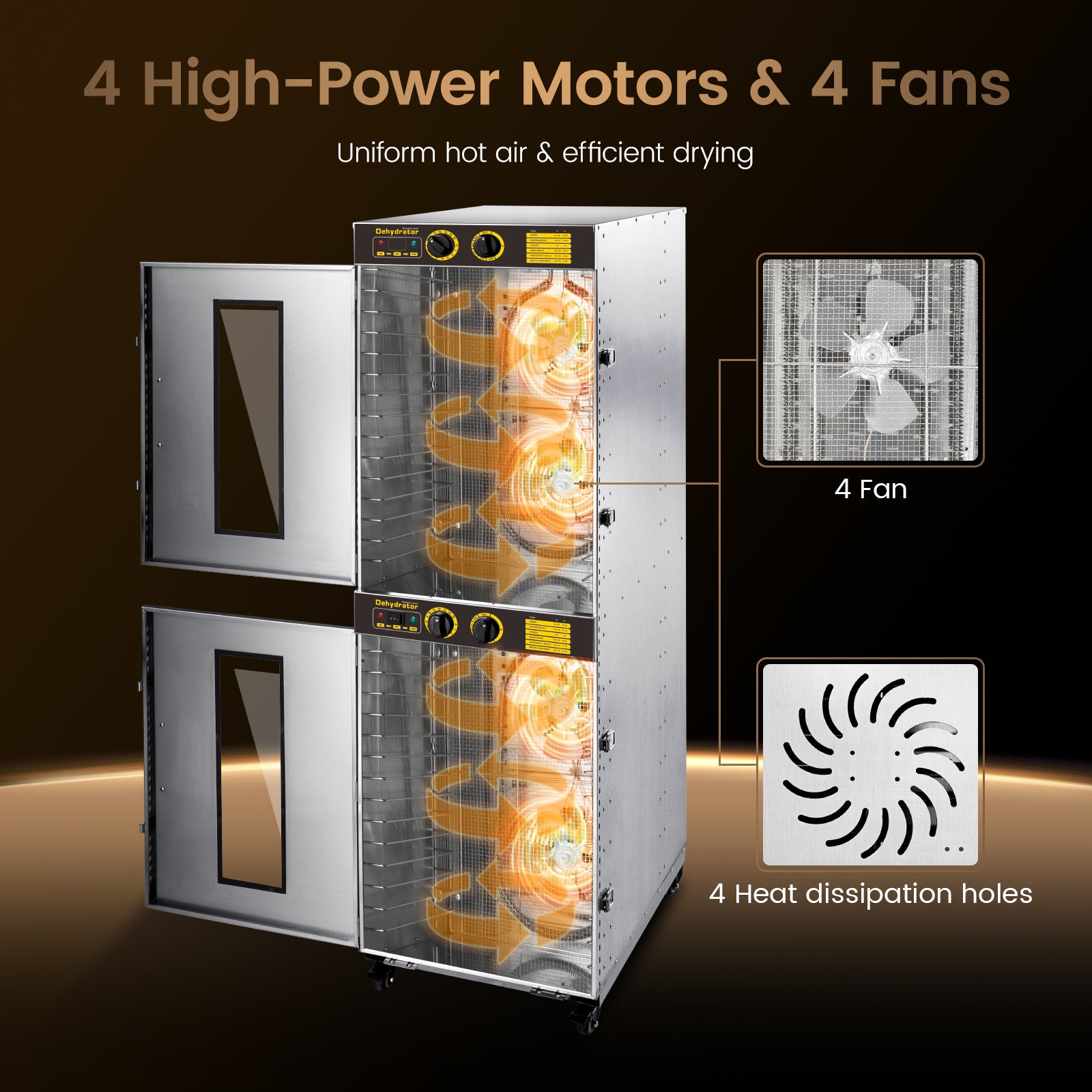 220V Commercial Food-Dehydrator Machine 32 Trays, 54ft² Large Commercial-Dehydrator,15H & 194℉ Timer Stainless Steel 50Hz Industrial Food-Dryer Machine Powerful Dryer for Food Processing,Restaurant