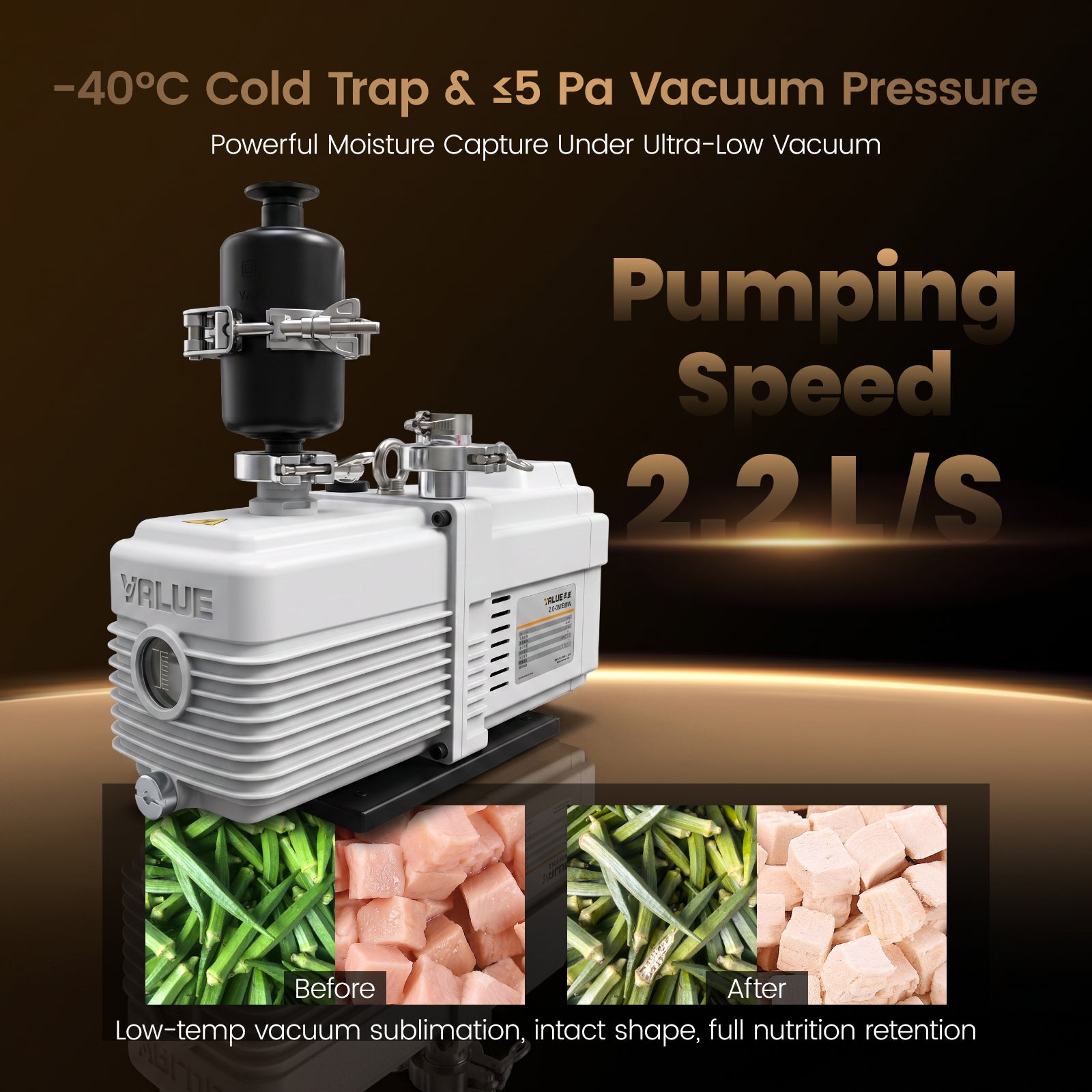 Vacuum Freeze Dryer Machine 220V & 1800W with 6 Trays, -40°C Cold Trap & Vp≤5 Pa Commercial Food Freeze Drying Machine with Vacuum Pump,Drying for Fruit Vegetable Food Preservation