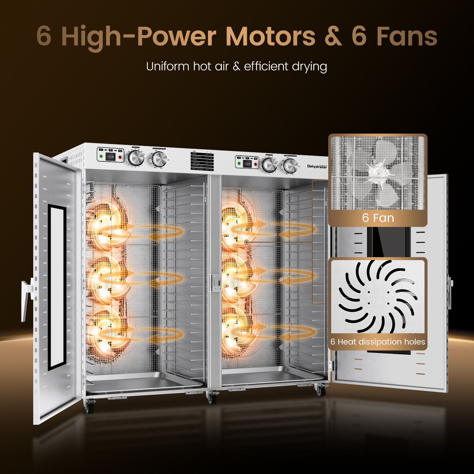 220V Commercial Food-Dehydrator Machine 44 Trays,75ft² Large Commercial Food-Dryer Stainless Steel,50Hz Industrial Dehydrator Dryer machine with 194°F & 15H for Hotel Restaurant Farms