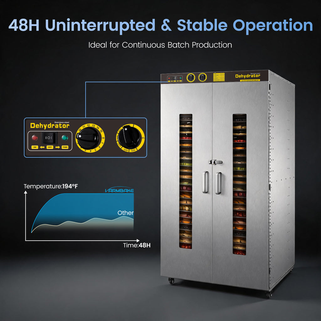 220V & 115.96ft² Large Capacity Commercial Food-Dehydrator Machine 24 Trays,5850W 50Hz No Plug Industrial Dehydrator Single-Phase Factory Use,Commercial Food-Dryer Machine with Food Processing Plants