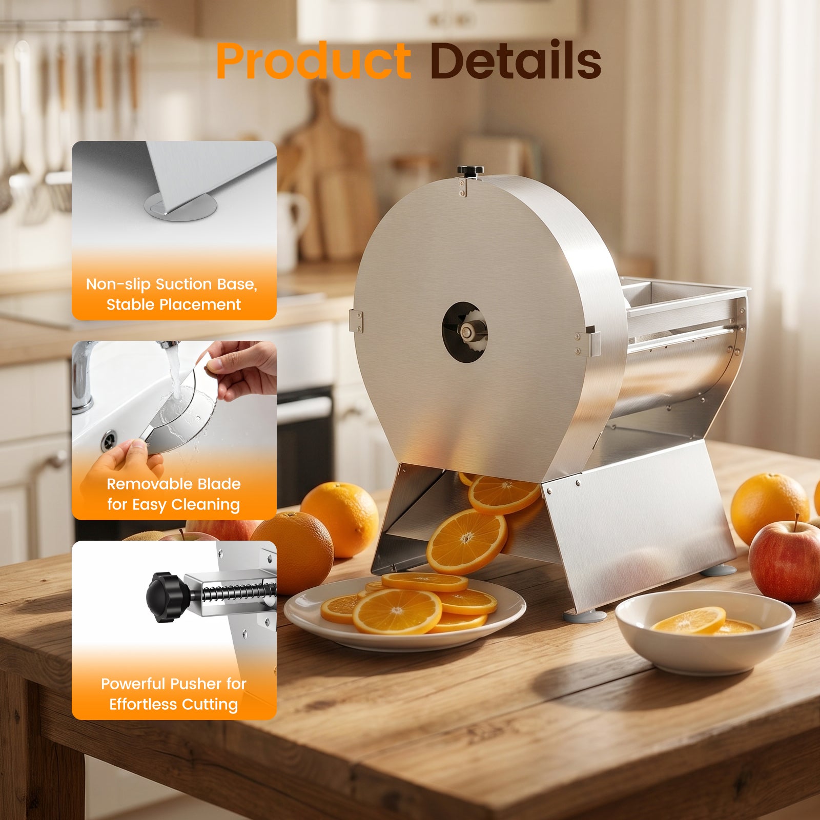 Commercial Electric Vegetable Slicer,Stainless Steel Fruit Slicer Machine Large Feed Chute,Food Slicing Electric Machine 0.04-0.4inch Thickness Adjustable For Cabbage, Potatoes, Tomatoes