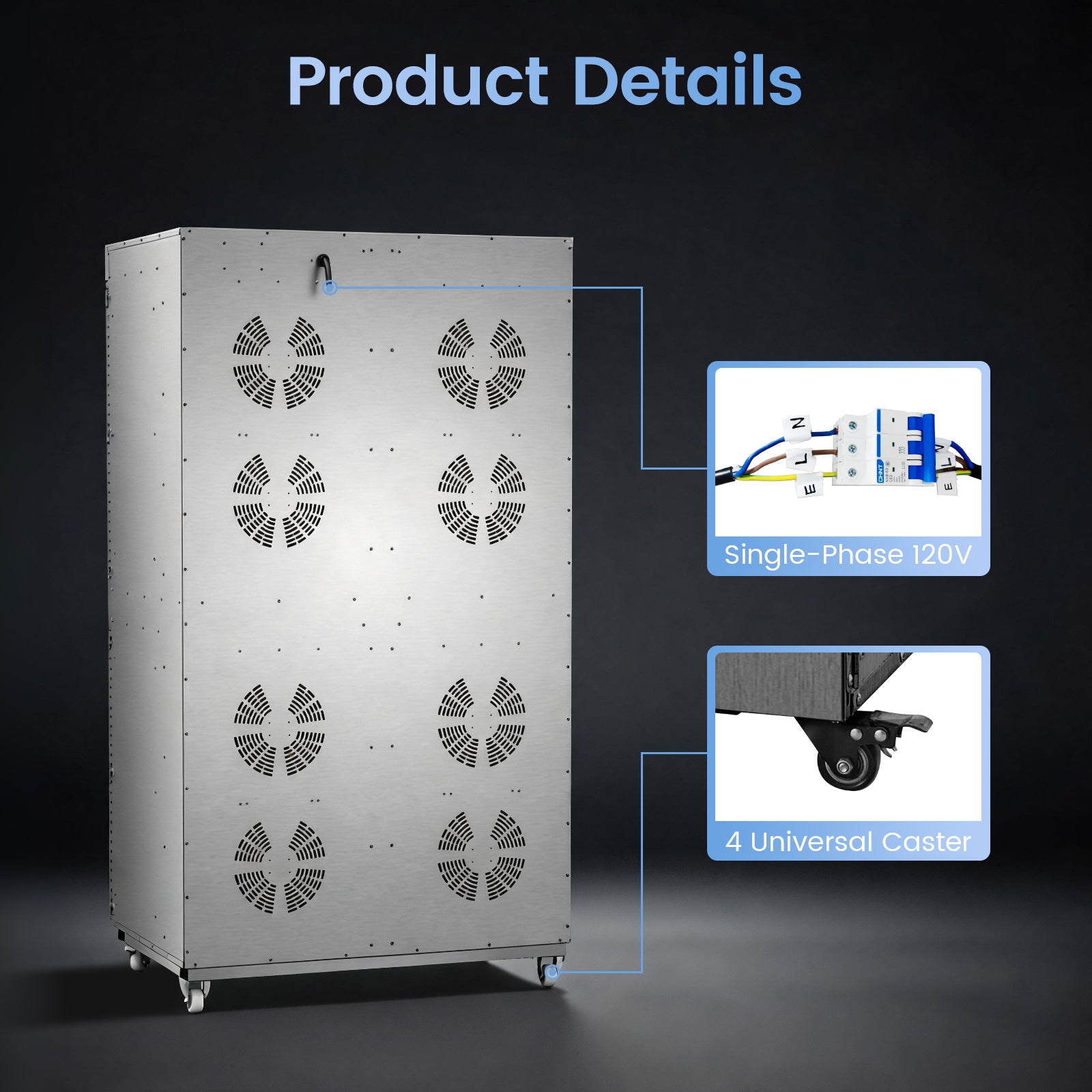 120V Commercial Food-Dehydrator Machine 88 Trays,150ft² Large Capacity Food-Dryer Machine with 15H & 194°F,7400W & 60Hz No Plug Industrial Commercial-Dehydrator Single-Phase for Food Processing Plant