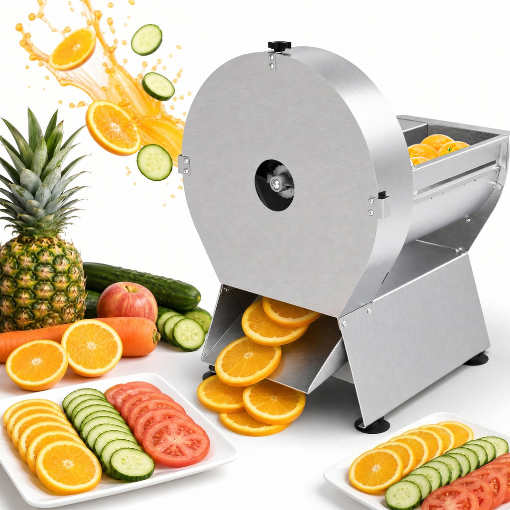Commercial Electric Vegetable Slicer,Stainless Steel Fruit Slicer Machine Large Feed Chute,Food Slicing Electric Machine 0.04-0.4inch Thickness Adjustable For Cabbage, Potatoes, Tomatoes